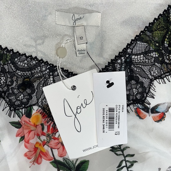 Joie NWT Size 12 Butterfly Bee w/ Floral Lace Pearl Strap Asymmetrical Hem Dress - Picture 8 of 8